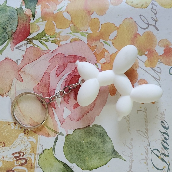 Balloon Dog Key Chain/Bag Charm in White - Picture 3 of 7